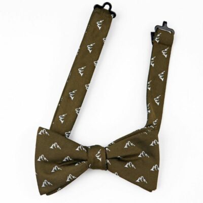 Bow Tie Embroidered Mountains Brown